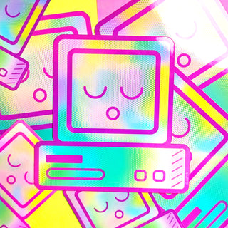 Kawaii Computer Holographic Sticker