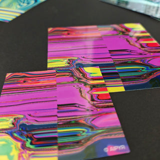 Colorful abstract design on a screen with a black border