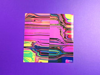 Colorful abstract design on a purple background with 'Alpina' branding.