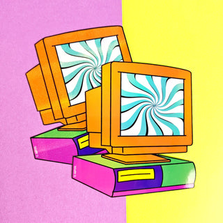 Trippy Retro Computer Stickers