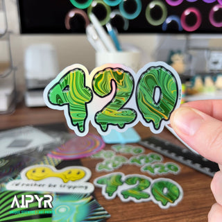 Trippy Green 420 Sticker