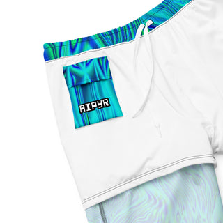Inner pocket view of the Trippy Frutiger Aero Swim Trunks by AIPYR.