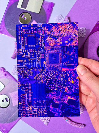 Purple Circuits Vaporwave Art Print