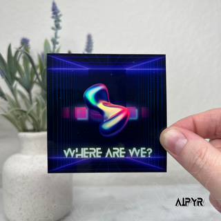 Vaporwave Where Are We? Holographic Sticker by Aipyr