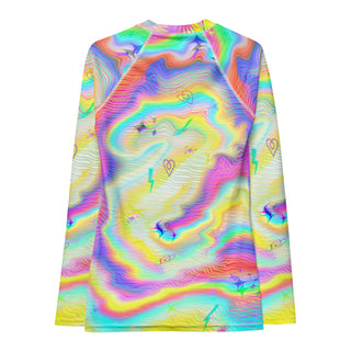 Back view of the Women's Trippy Kidcore Rash Guard by AIPYR.