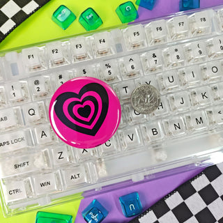 Pink and Black Hearts - Button or Magnet