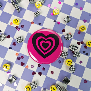 Pink and Black Hearts - Button or Magnet