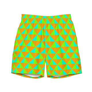 Orange Geometric Swim Trunks