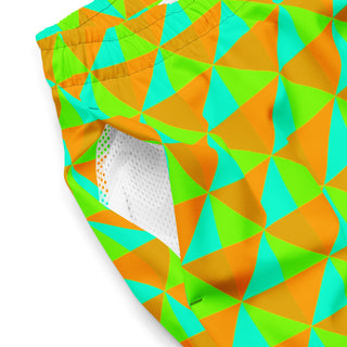 Orange Geometric Swim Trunks