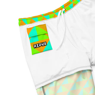 Orange Geometric Swim Trunks