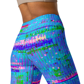 Blue Cyber Glitch Yoga Leggings