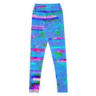 Blue Cyber Glitch Yoga Leggings