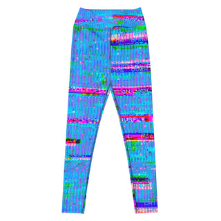 Blue Cyber Glitch Yoga Leggings