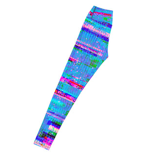 Blue Cyber Glitch Yoga Leggings