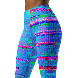 Blue Cyber Glitch Yoga Leggings
