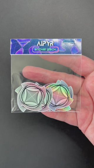 Video of the Y2K Astroid Stars Holographic Sticker Pack by AIPYR over a black background.