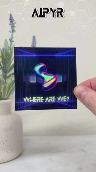 Vaporwave Where Are We? Holographic Sticker by Aipyr