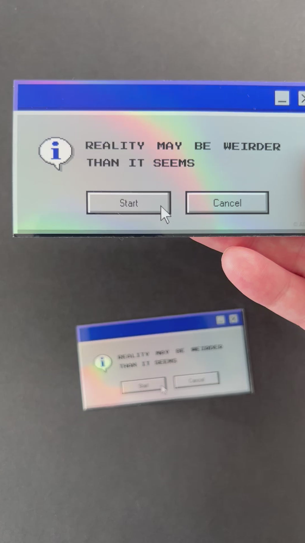 Video of the 90s Reality Popup Window Holographic Sticker by AIPYR.